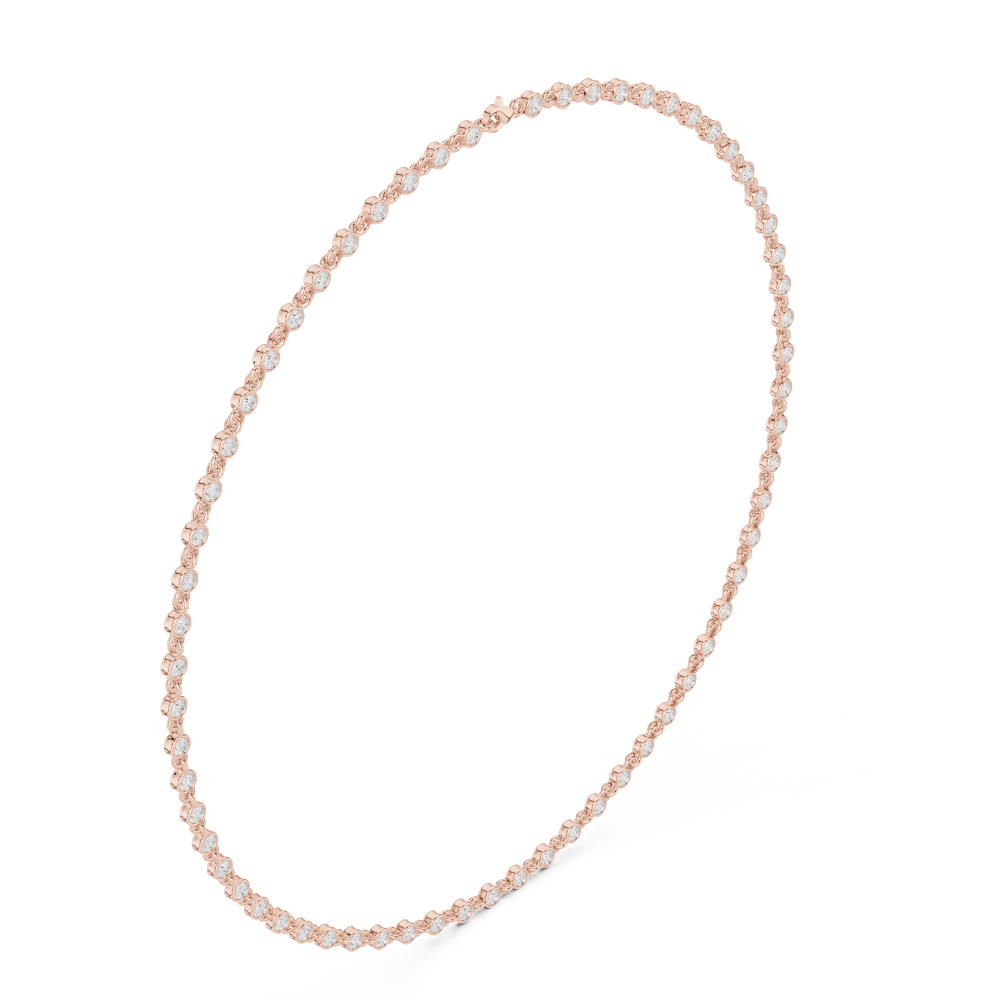 4.16 Carat Solid Gold Bezel Round Diamond Tennis Choker Riviera Necklace