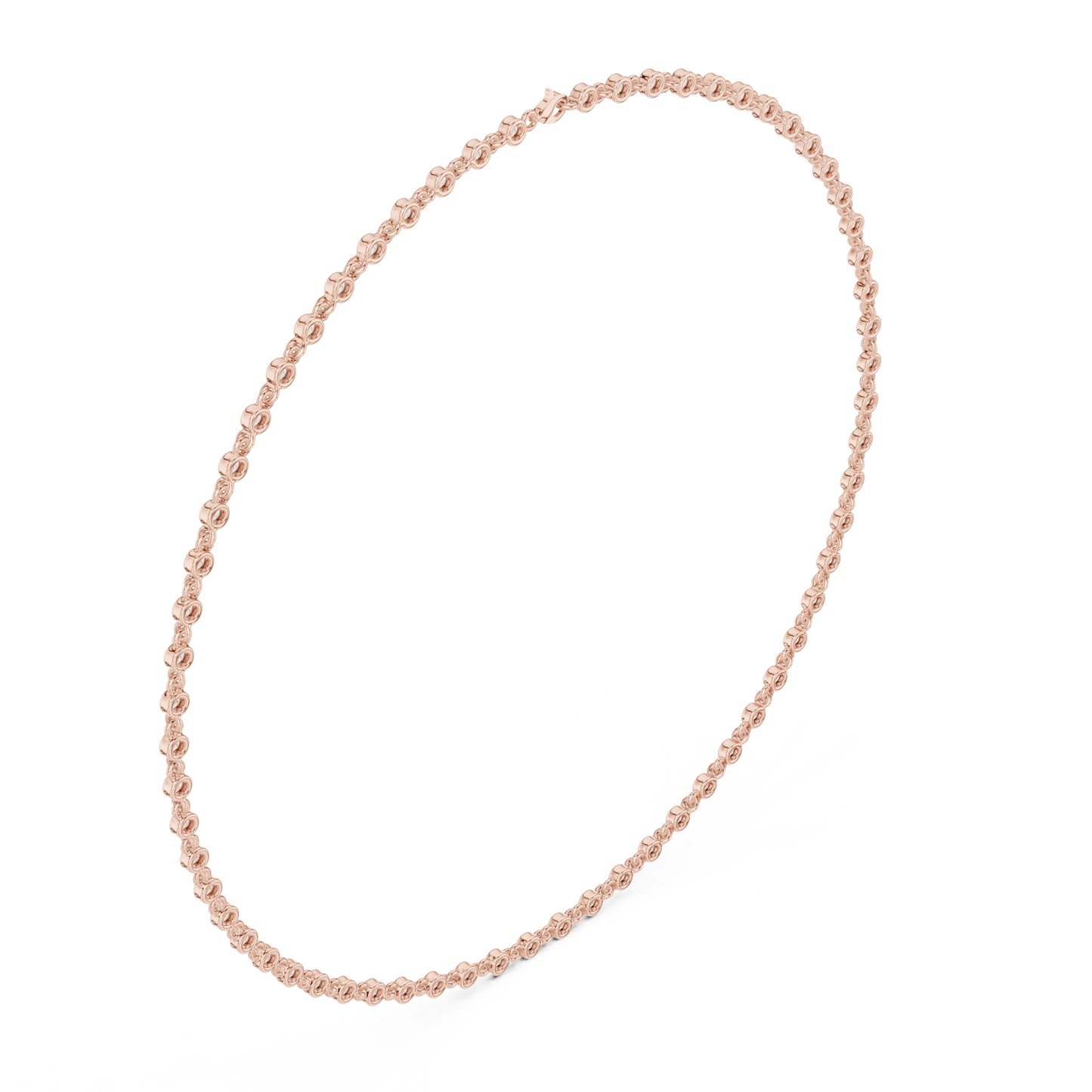 4.16 Carat Solid Gold Bezel Round Diamond Tennis Choker Riviera Necklace