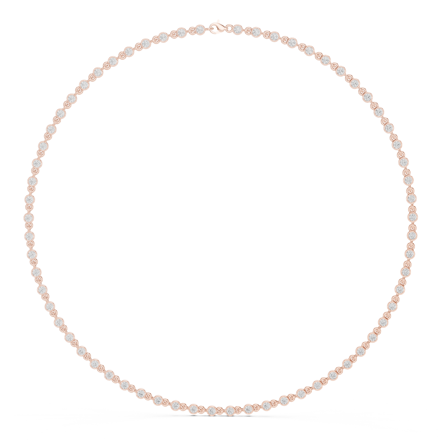 4.16 Carat Solid Gold Bezel Round Diamond Tennis Choker Riviera Necklace