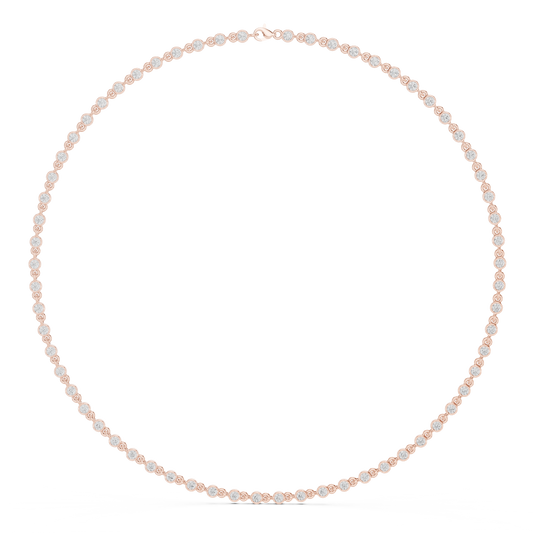 4.16ctw Solid Gold Bezel Set Round Diamond Tennis Choker Station Necklace