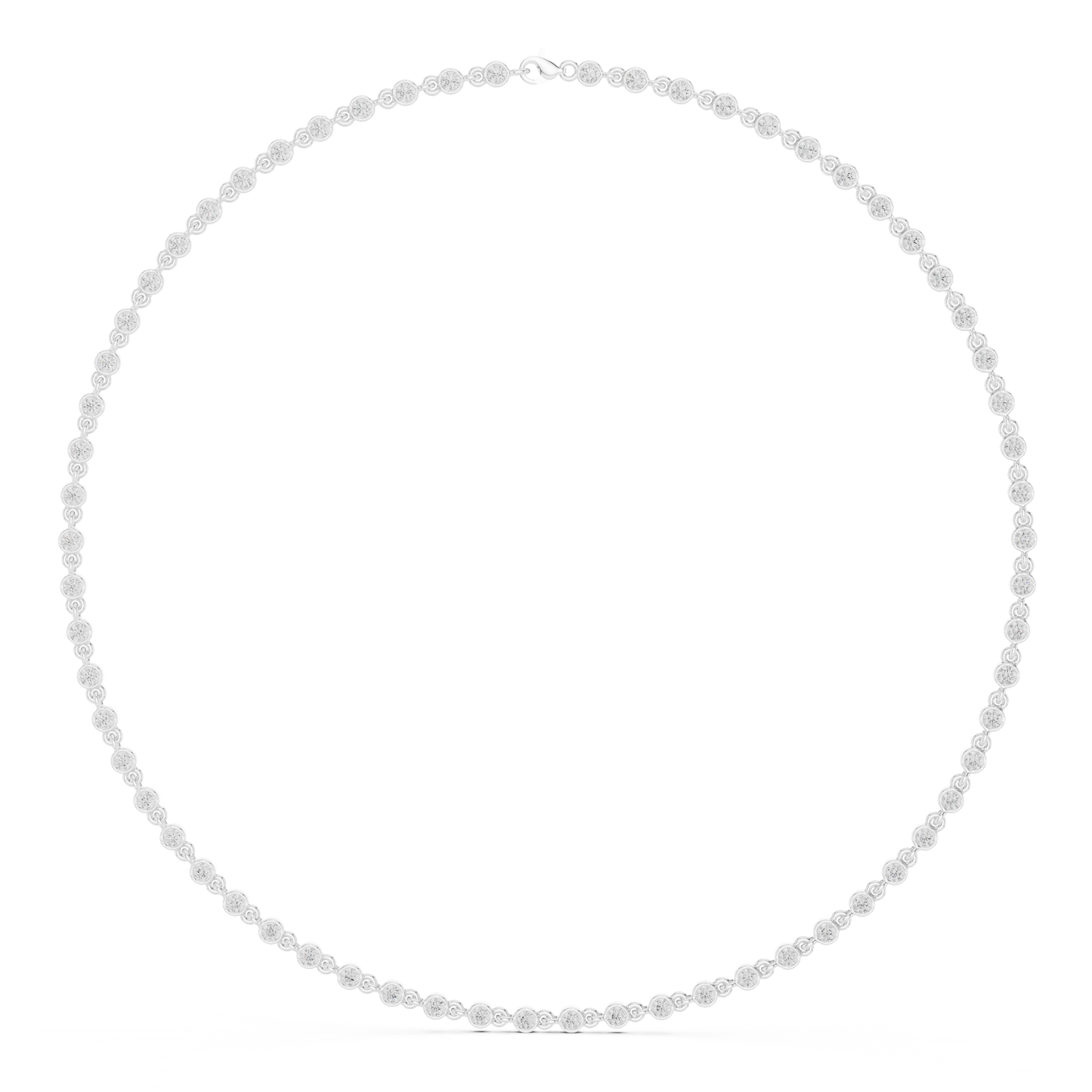 4.16 Carat Solid Gold Bezel Round Diamond Tennis Choker Riviera Necklace