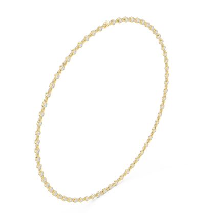4.16 Carat Solid Gold Bezel Round Diamond Tennis Choker Riviera Necklace