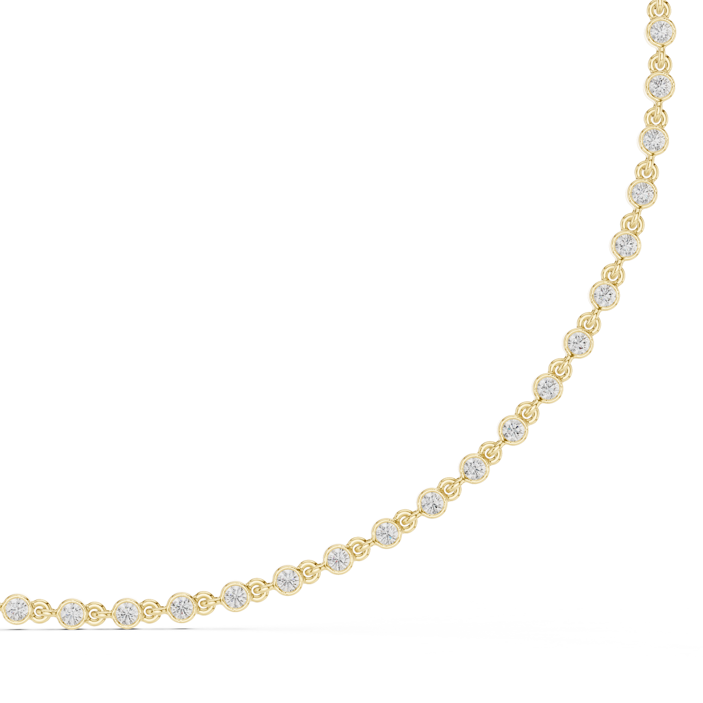 4.16 Carat Solid Gold Bezel Round Diamond Tennis Choker Riviera Necklace