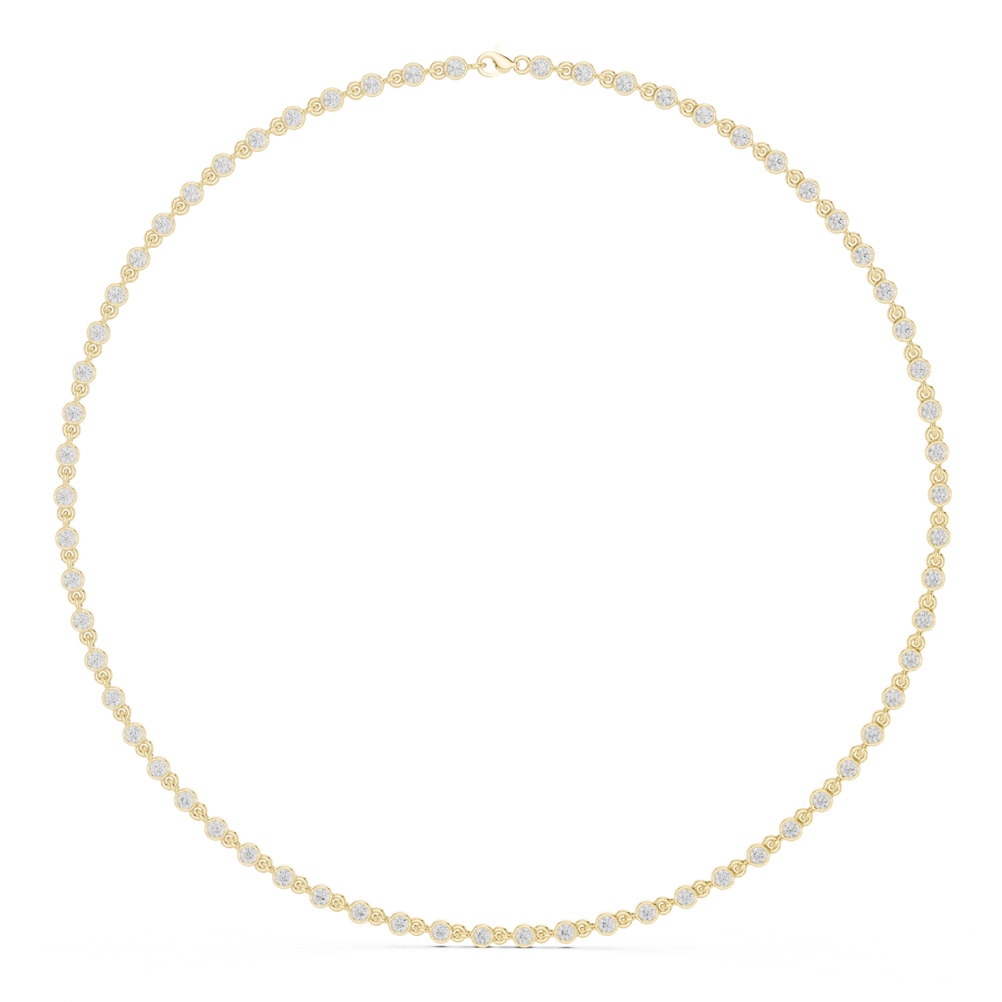 4.16 Carat Solid Gold Bezel Round Diamond Tennis Choker Riviera Necklace