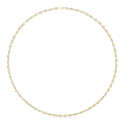 4.16 Carat Solid Gold Bezel Round Diamond Tennis Choker Riviera Necklace
