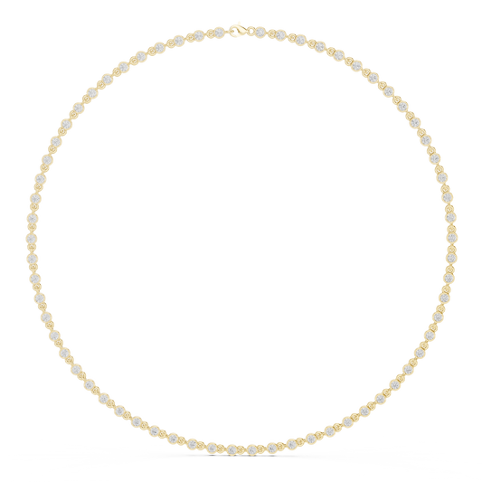 4.16ctw Solid Gold Bezel Set Round Diamond Tennis Choker Station Necklace
