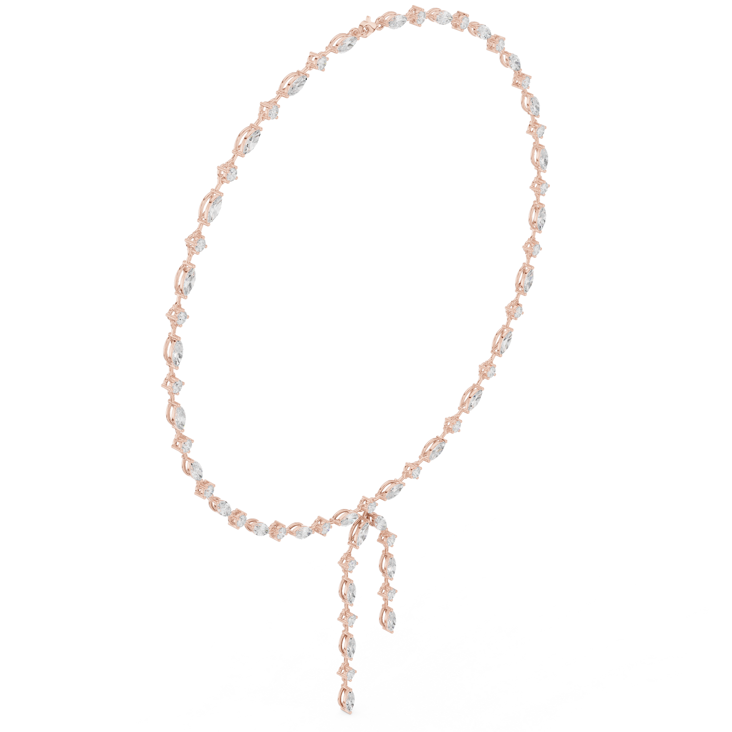 10.43ctwSolid Gold Marquise Diamond Lariat Y Necklace | Luxury Drop Choker