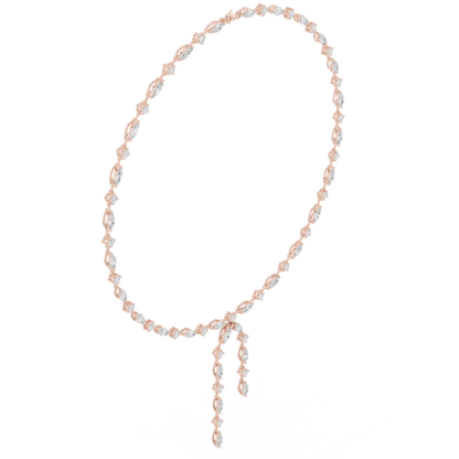 10.43ctwSolid Gold Marquise Diamond Lariat Y Necklace | Luxury Drop Choker