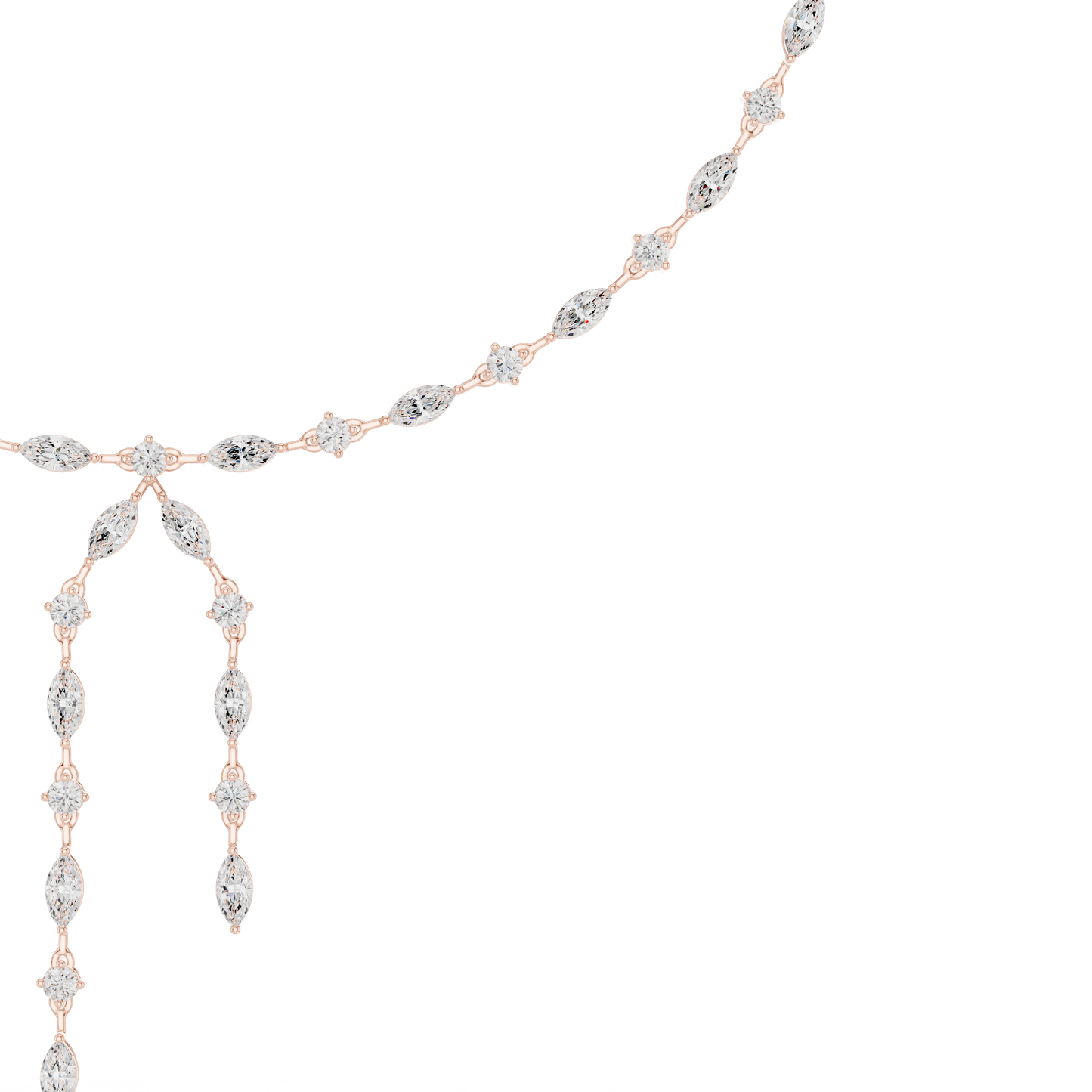 10.43ctwSolid Gold Marquise Diamond Lariat Y Necklace | Luxury Drop Choker
