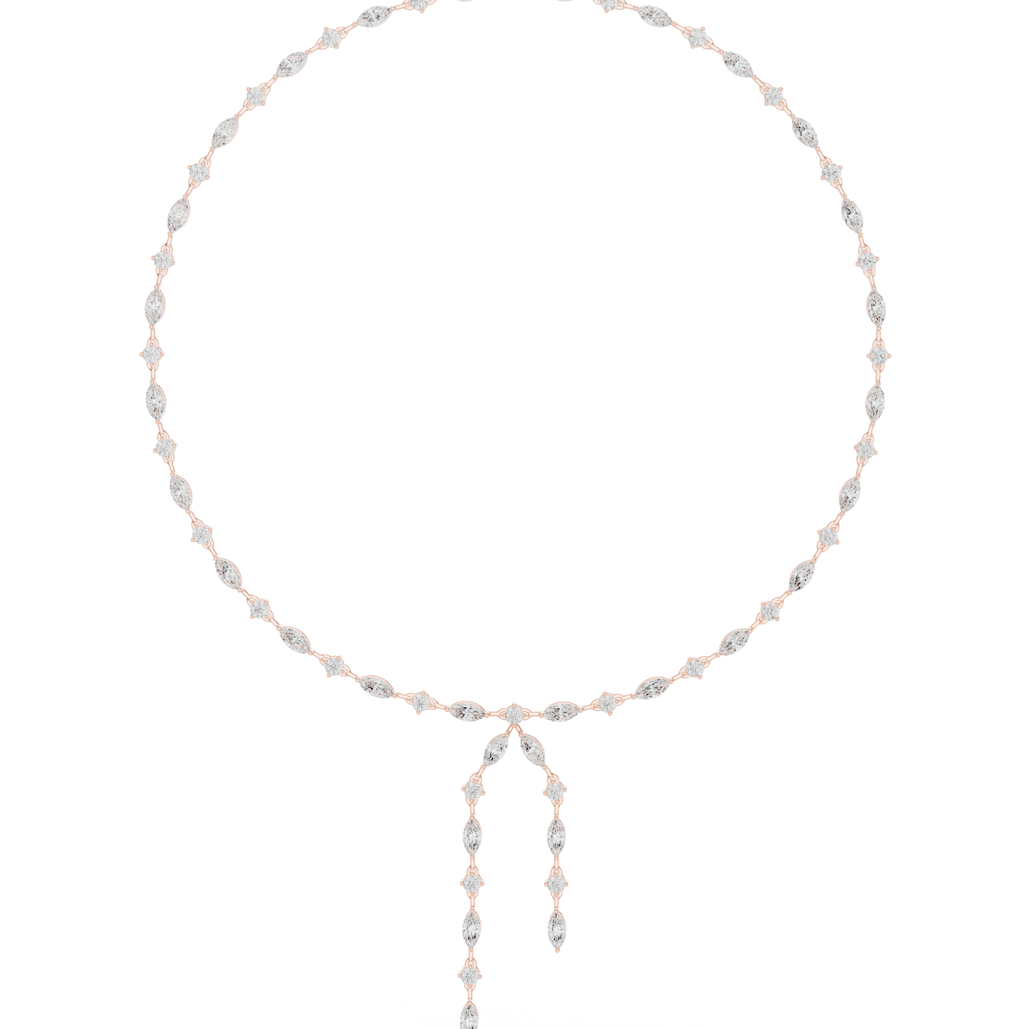 10.43ctwSolid Gold Marquise Diamond Lariat Y Necklace | Luxury Drop Choker