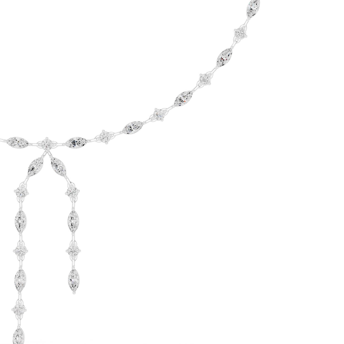 10.43ctwSolid Gold Marquise Diamond Lariat Y Necklace | Luxury Drop Choker