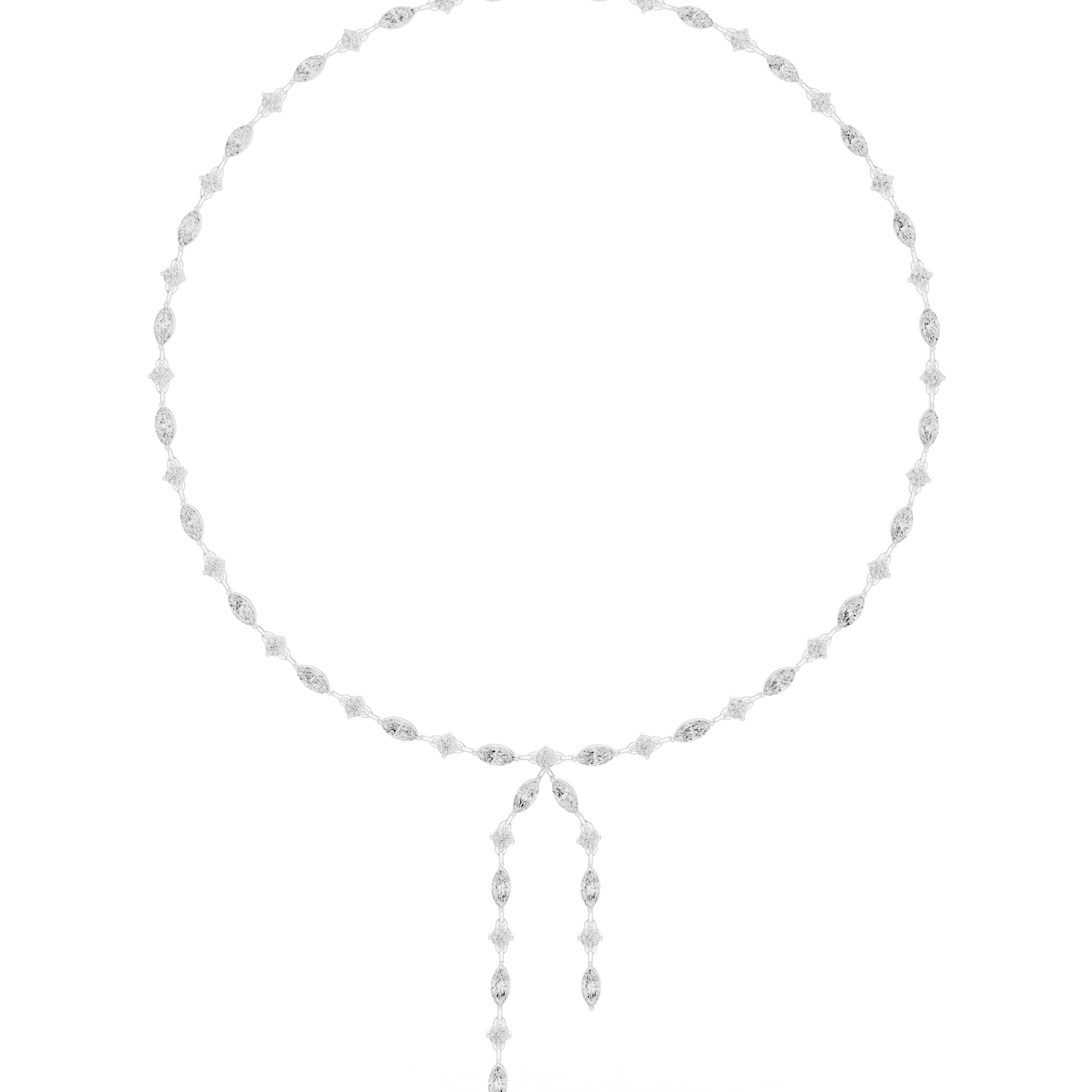 10.43ctwSolid Gold Marquise Diamond Lariat Y Necklace | Luxury Drop Choker