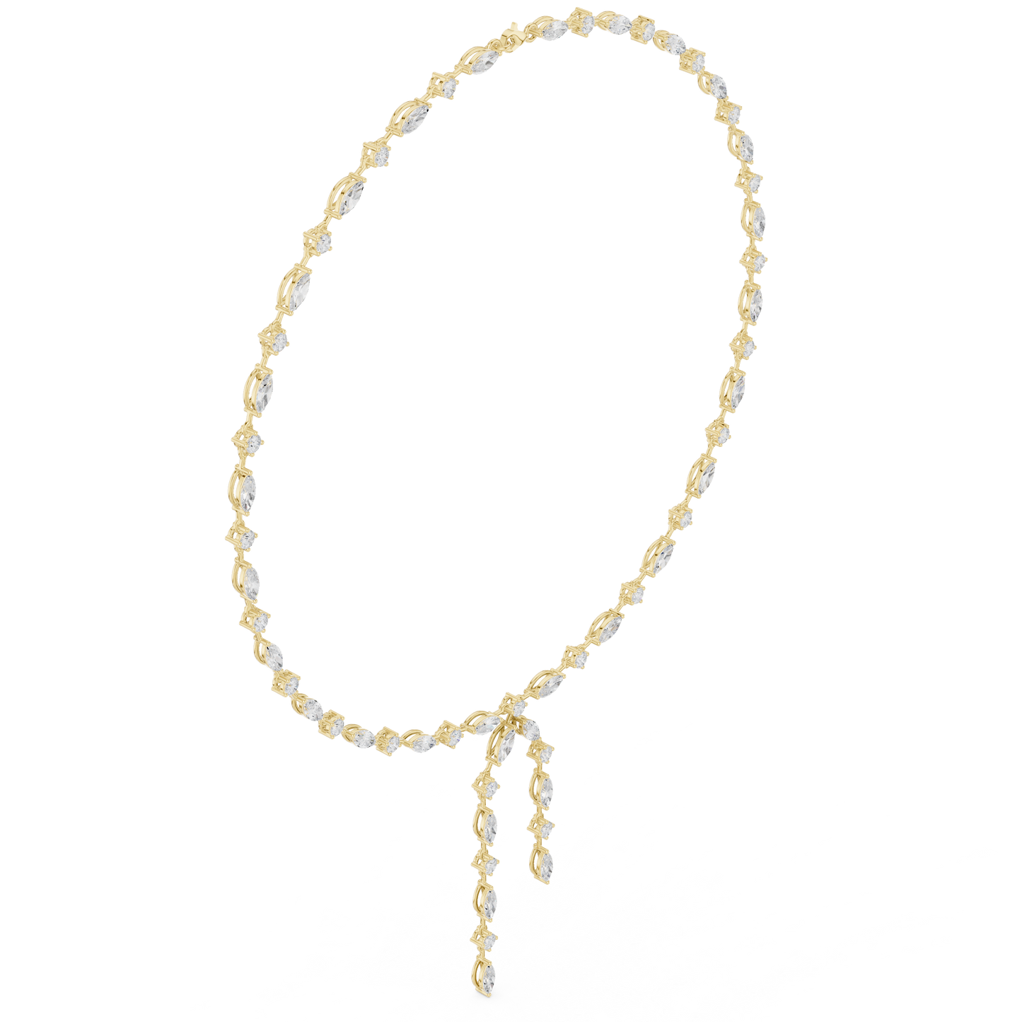 10.43ctwSolid Gold Marquise Diamond Lariat Y Necklace | Luxury Drop Choker