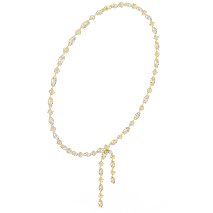 10.43ctwSolid Gold Marquise Diamond Lariat Y Necklace | Luxury Drop Choker