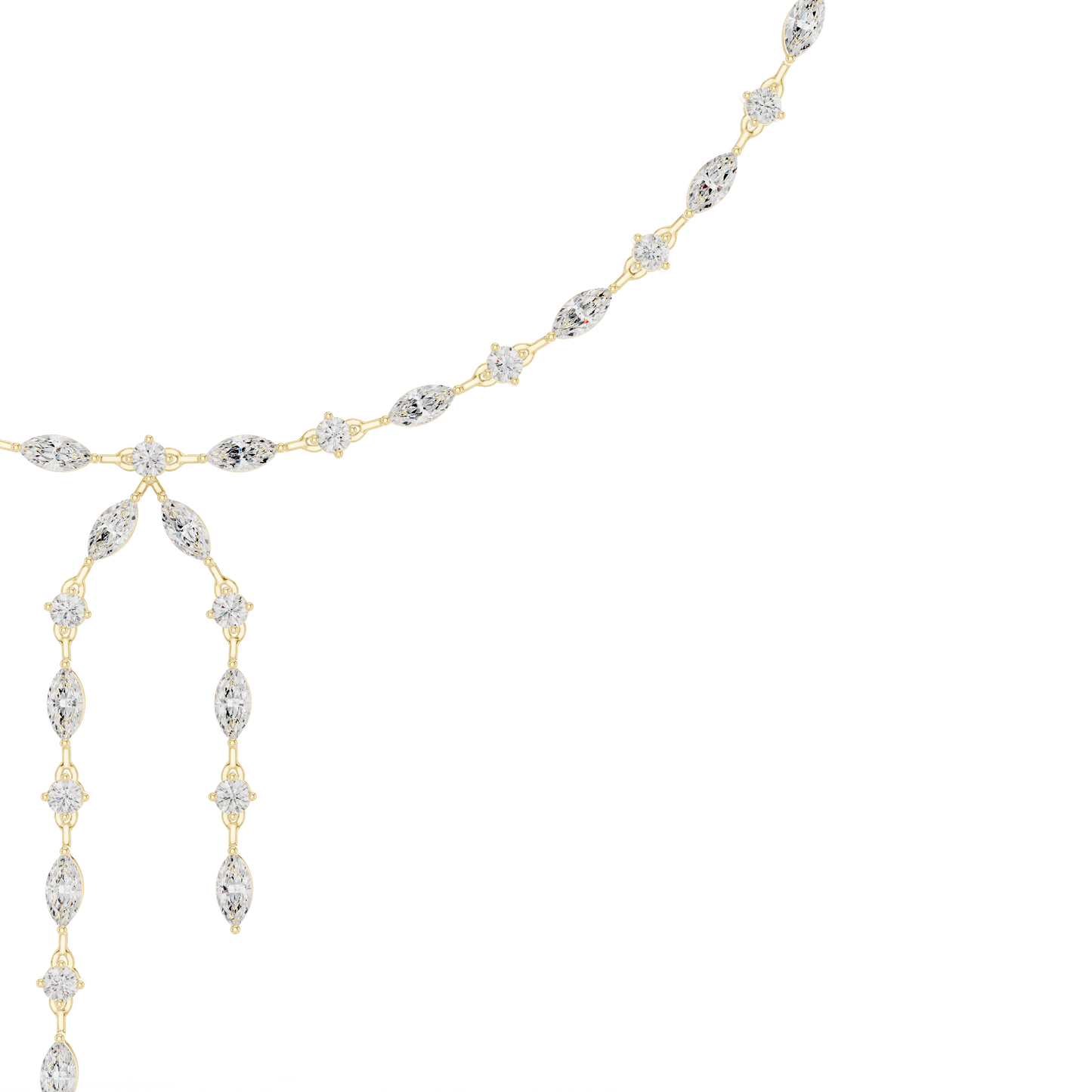 10.43ctwSolid Gold Marquise Diamond Lariat Y Necklace | Luxury Drop Choker