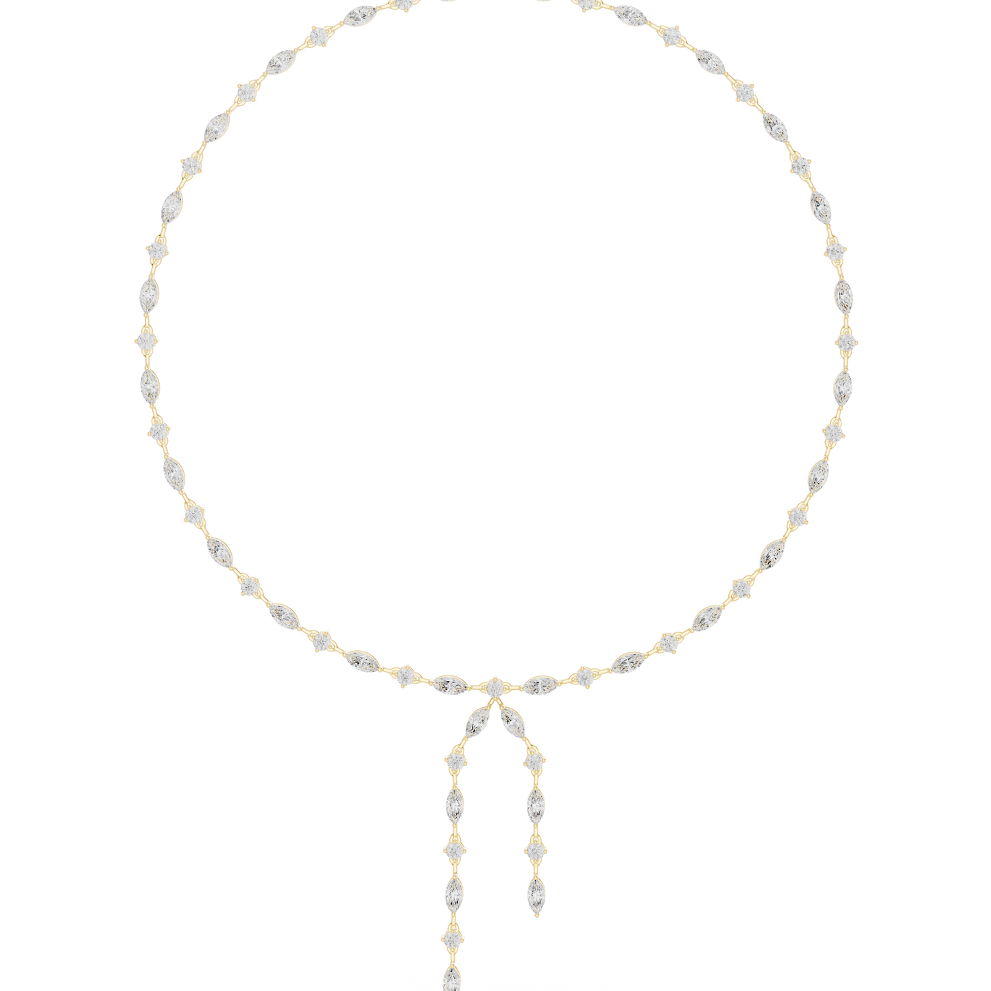 10.43ctwSolid Gold Marquise Diamond Lariat Y Necklace | Luxury Drop Choker