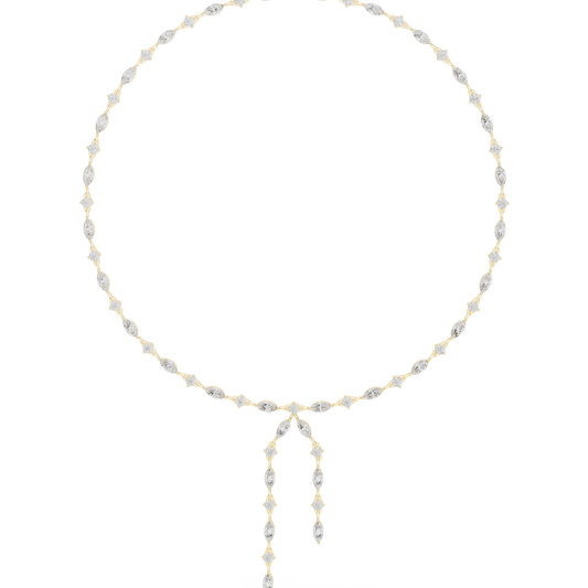 10.43ctwSolid Gold Marquise Diamond Lariat Y Necklace | Luxury Drop Choker