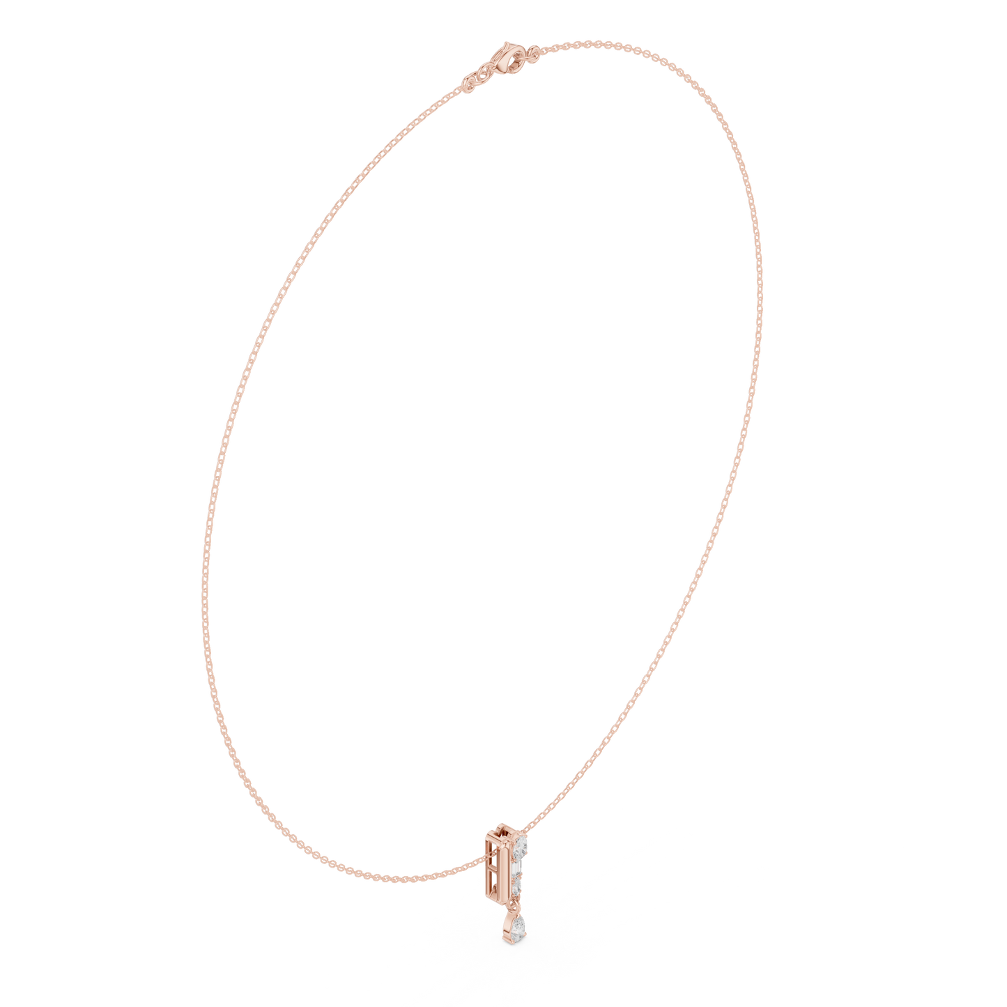 0.48ctw Solid Gold Multi-Cut Mixed Diamond Bar Vertical Drop Pendent