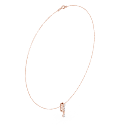 0.48ctw Solid Gold Multi-Cut Mixed Diamond Bar Vertical Drop Pendent