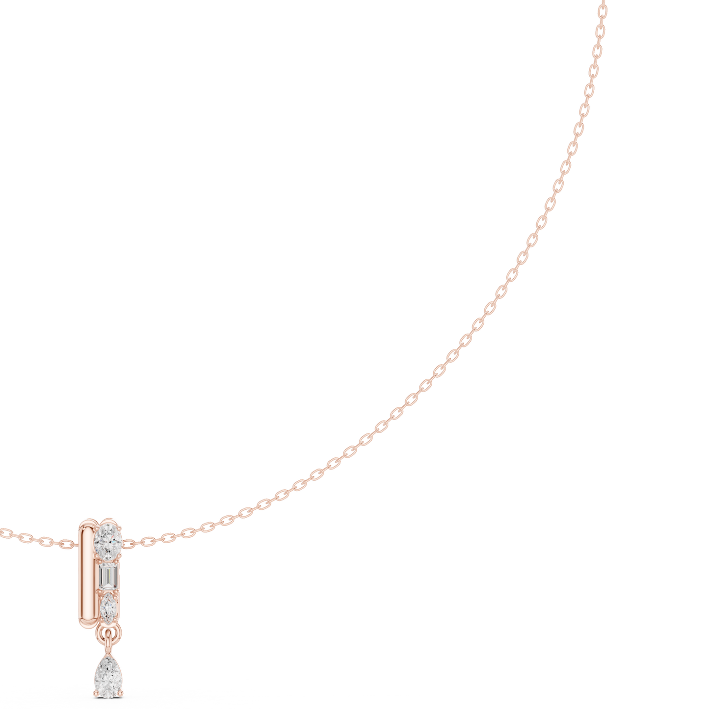 0.48ctw Solid Gold Multi-Cut Mixed Diamond Bar Vertical Drop Pendent