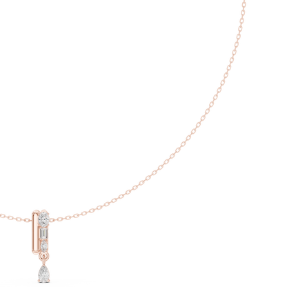 0.48ctw Solid Gold Multi-Cut Mixed Diamond Bar Vertical Drop Pendent