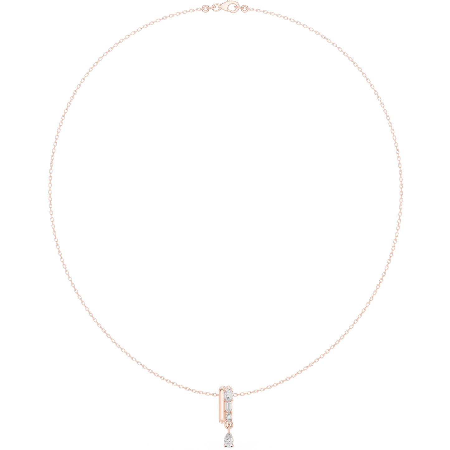 0.48ctw Solid Gold Multi-Cut Mixed Diamond Bar Vertical Drop Pendent
