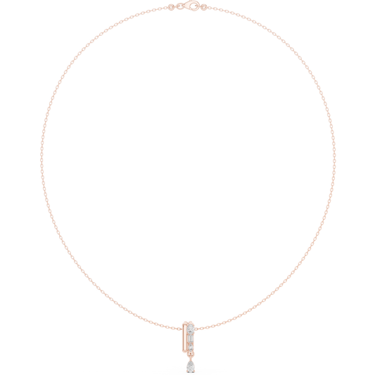 0.48ctw Solid Gold Multi-Cut Mixed Diamond Bar Vertical Drop Pendent