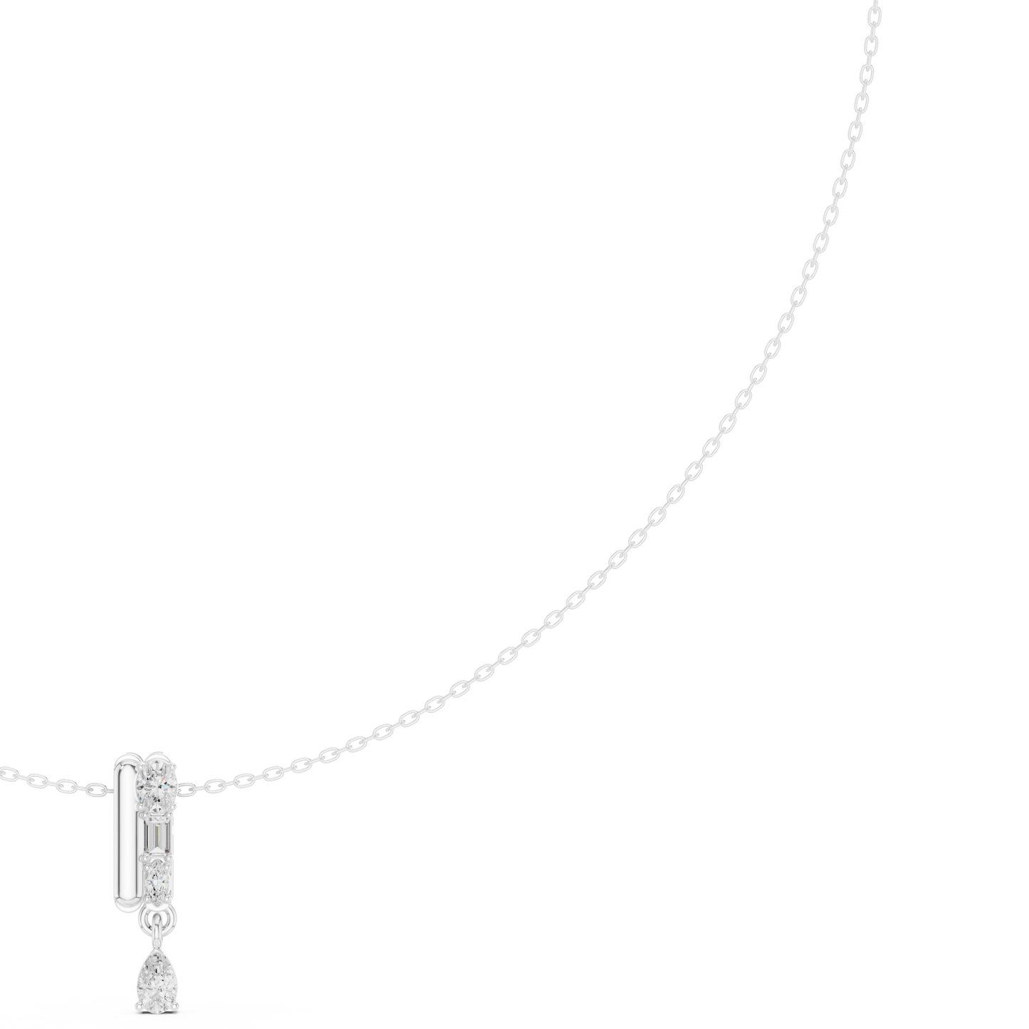 0.48ctw Solid Gold Multi-Cut Mixed Diamond Bar Vertical Drop Pendent