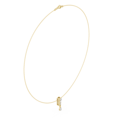 0.48ctw Solid Gold Multi-Cut Mixed Diamond Bar Vertical Drop Pendent