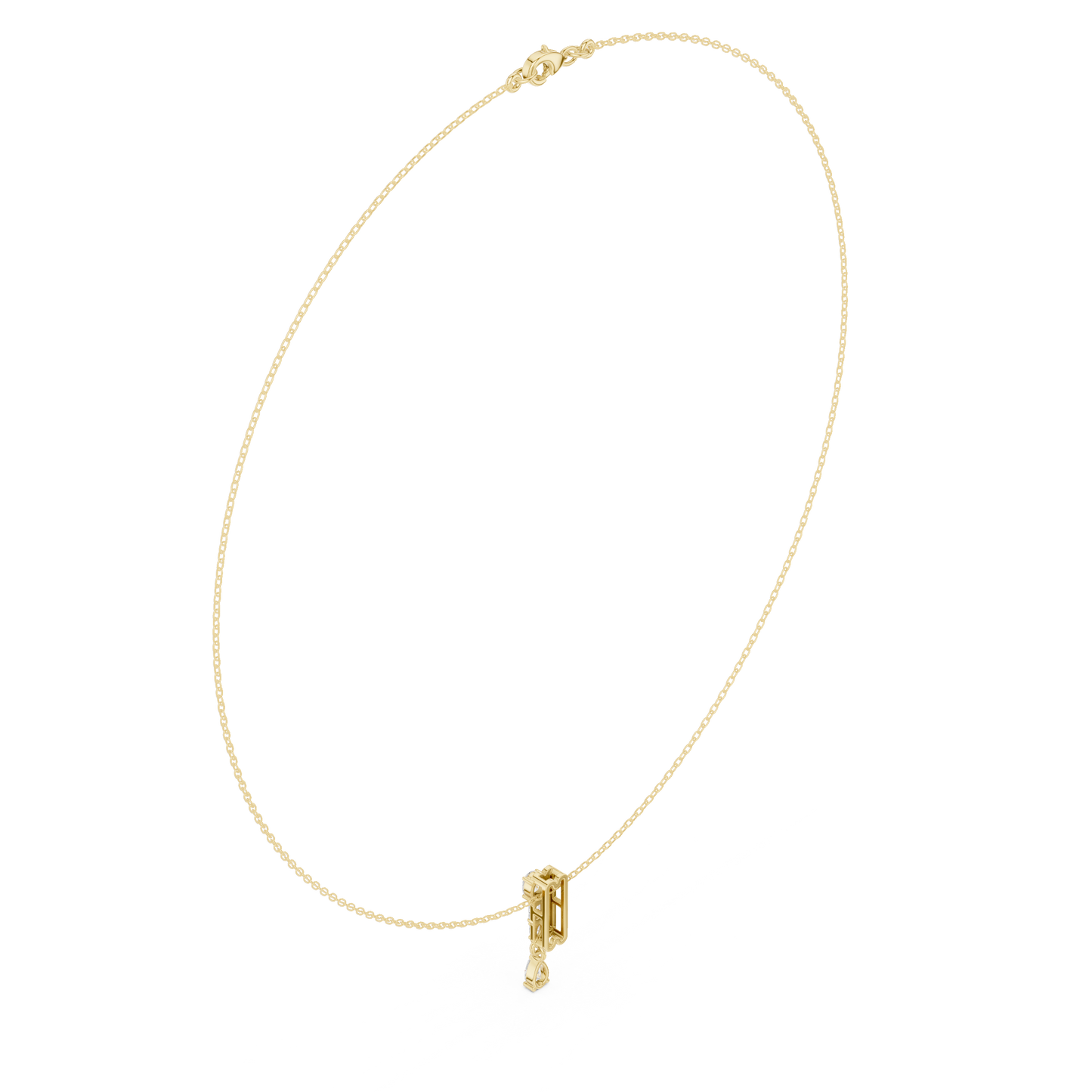 0.48ctw Solid Gold Multi-Cut Mixed Diamond Bar Vertical Drop Pendent