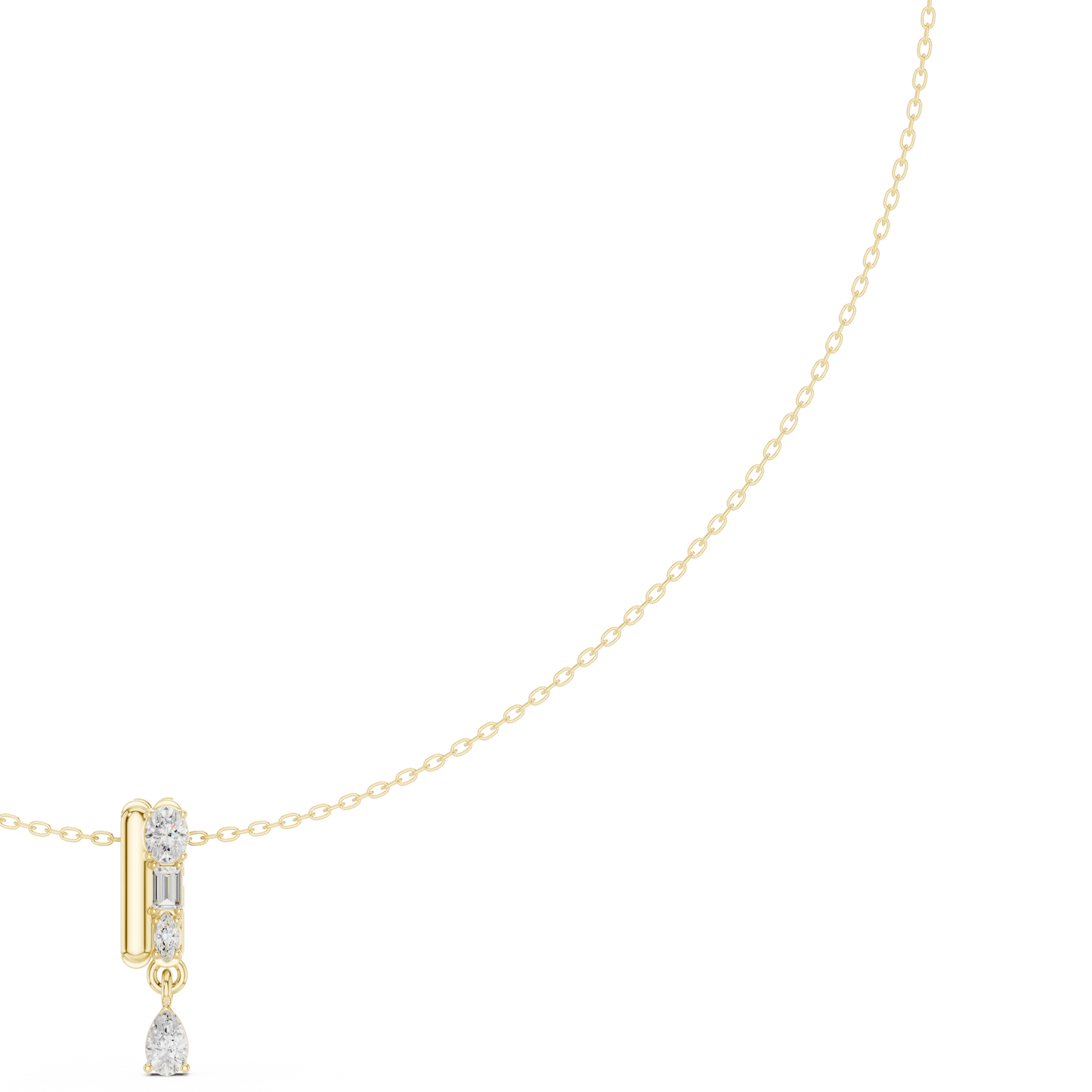 0.48ctw Solid Gold Multi-Cut Mixed Diamond Bar Vertical Drop Pendent