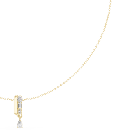0.48ctw Solid Gold Multi-Cut Mixed Diamond Bar Vertical Drop Pendent