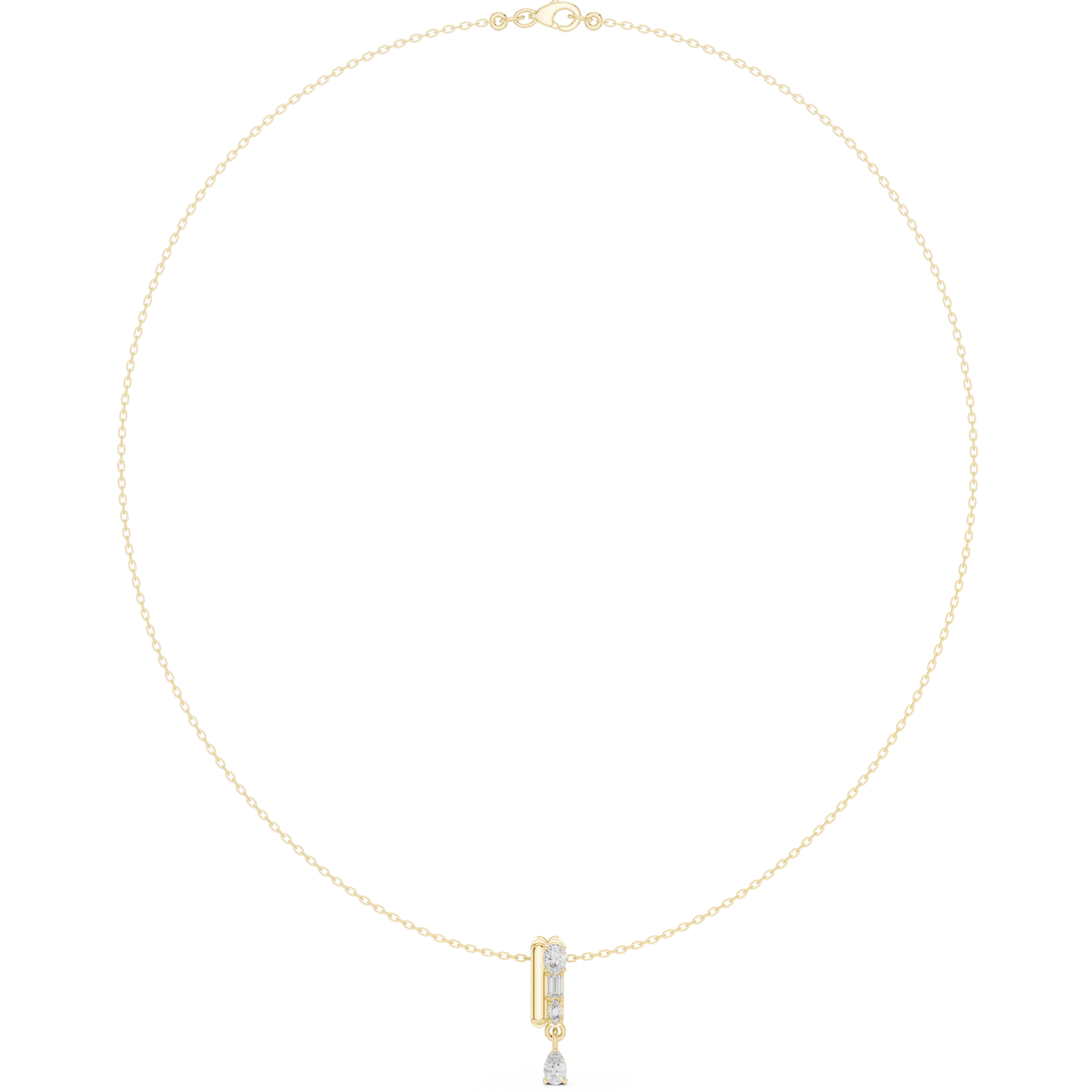 0.48ctw Solid Gold Multi-Cut Mixed Diamond Bar Vertical Drop Pendent