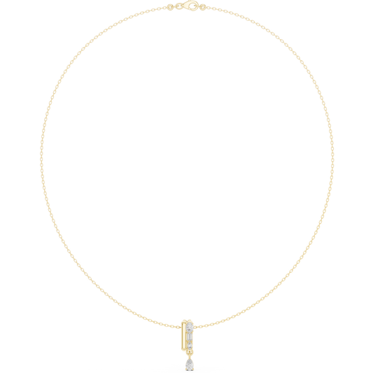 0.48ctw Solid Gold Multi-Cut Mixed Diamond Bar Vertical Drop Pendent