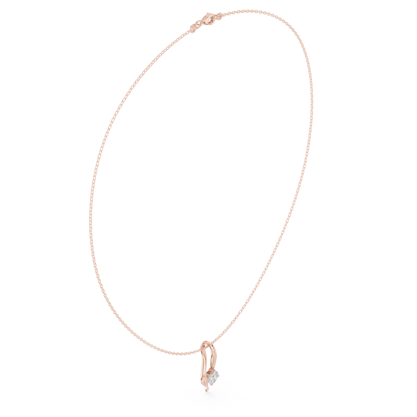0.5ctw Solid Gold Round Cut Diamond Twist Solitaire Pendant