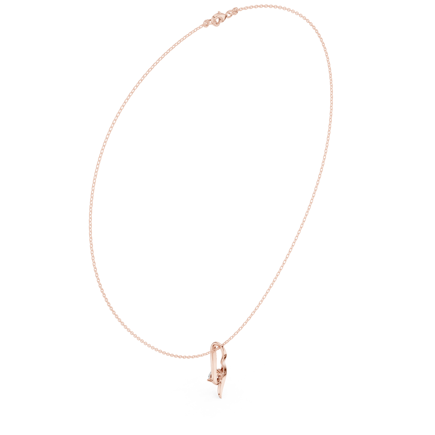 0.5ctw Solid Gold Round Cut Diamond Twist Solitaire Pendant