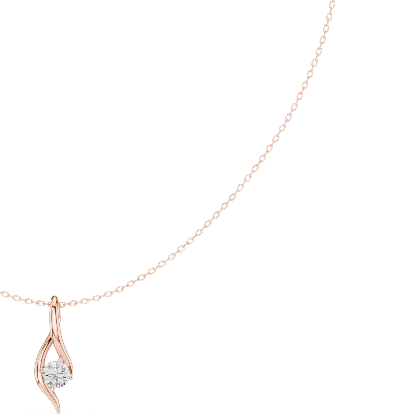 0.5ctw Solid Gold Round Cut Diamond Twist Solitaire Pendant