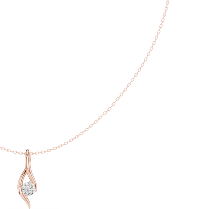 0.5ctw Solid Gold Round Cut Diamond Twist Solitaire Pendant