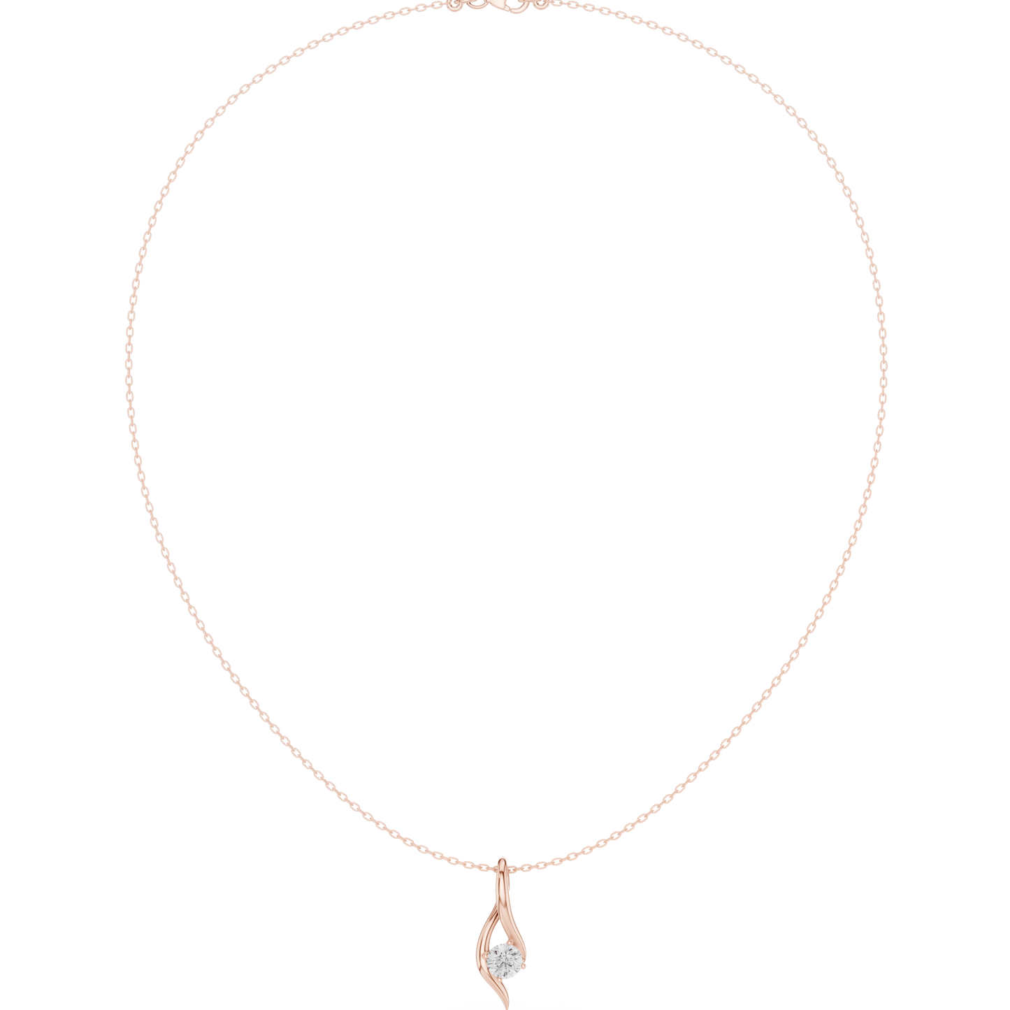 0.5ctw Solid Gold Round Cut Diamond Twist Solitaire Pendant