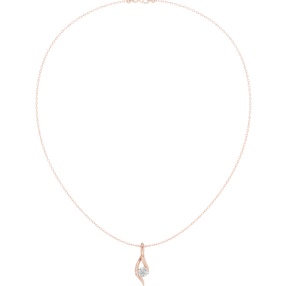 0.5ctw Solid Gold Round Cut Diamond Twist Solitaire Pendant