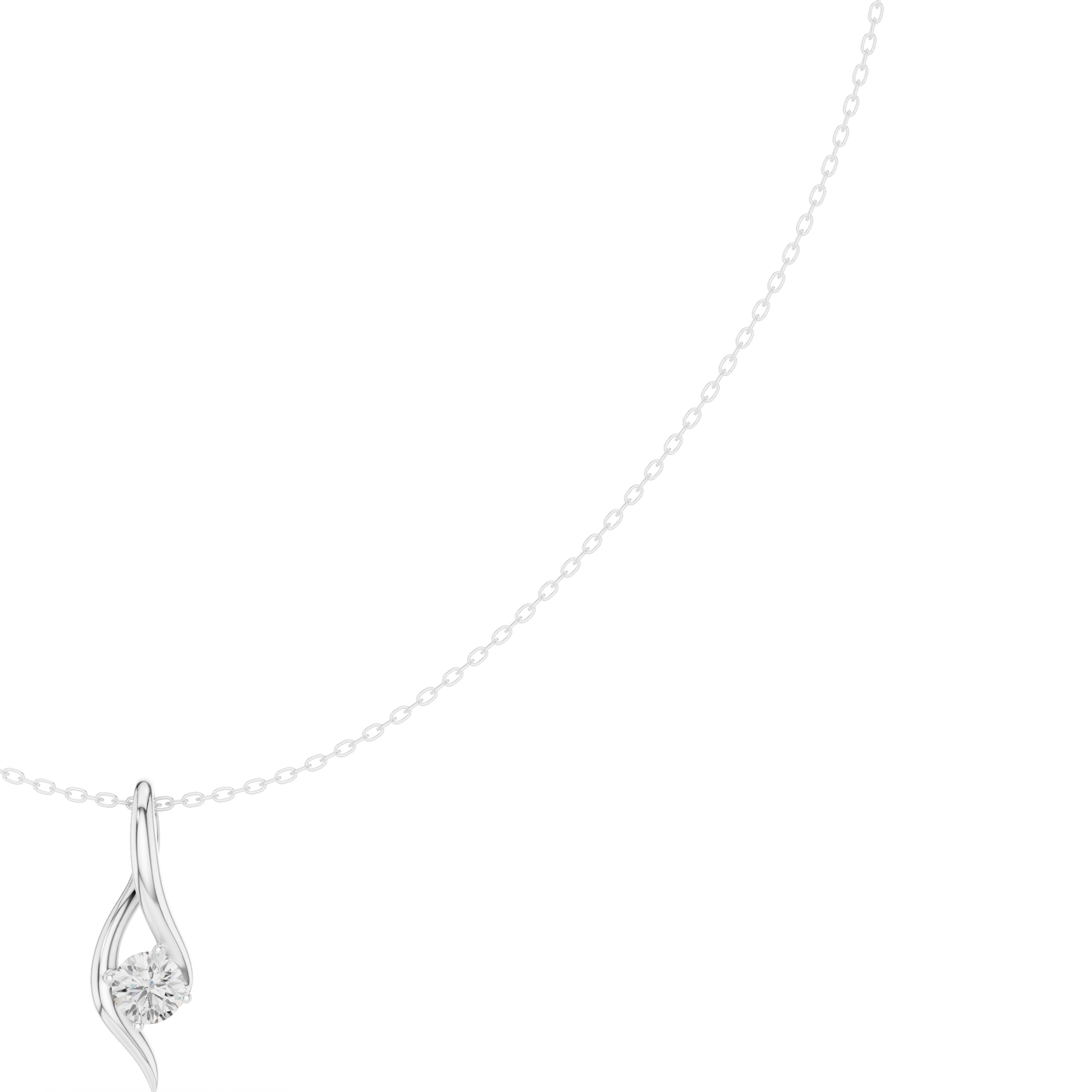0.5ctw Solid Gold Round Cut Diamond Twist Solitaire Pendant