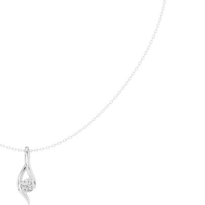 0.5ctw Solid Gold Round Cut Diamond Twist Solitaire Pendant