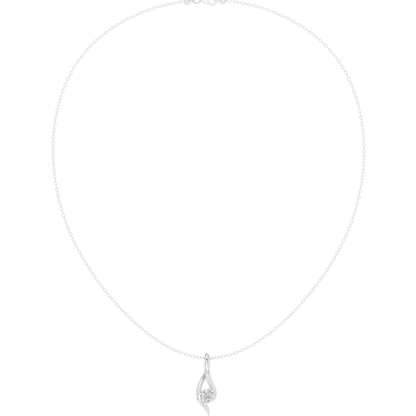 0.5ctw Solid Gold Round Cut Diamond Twist Solitaire Pendant