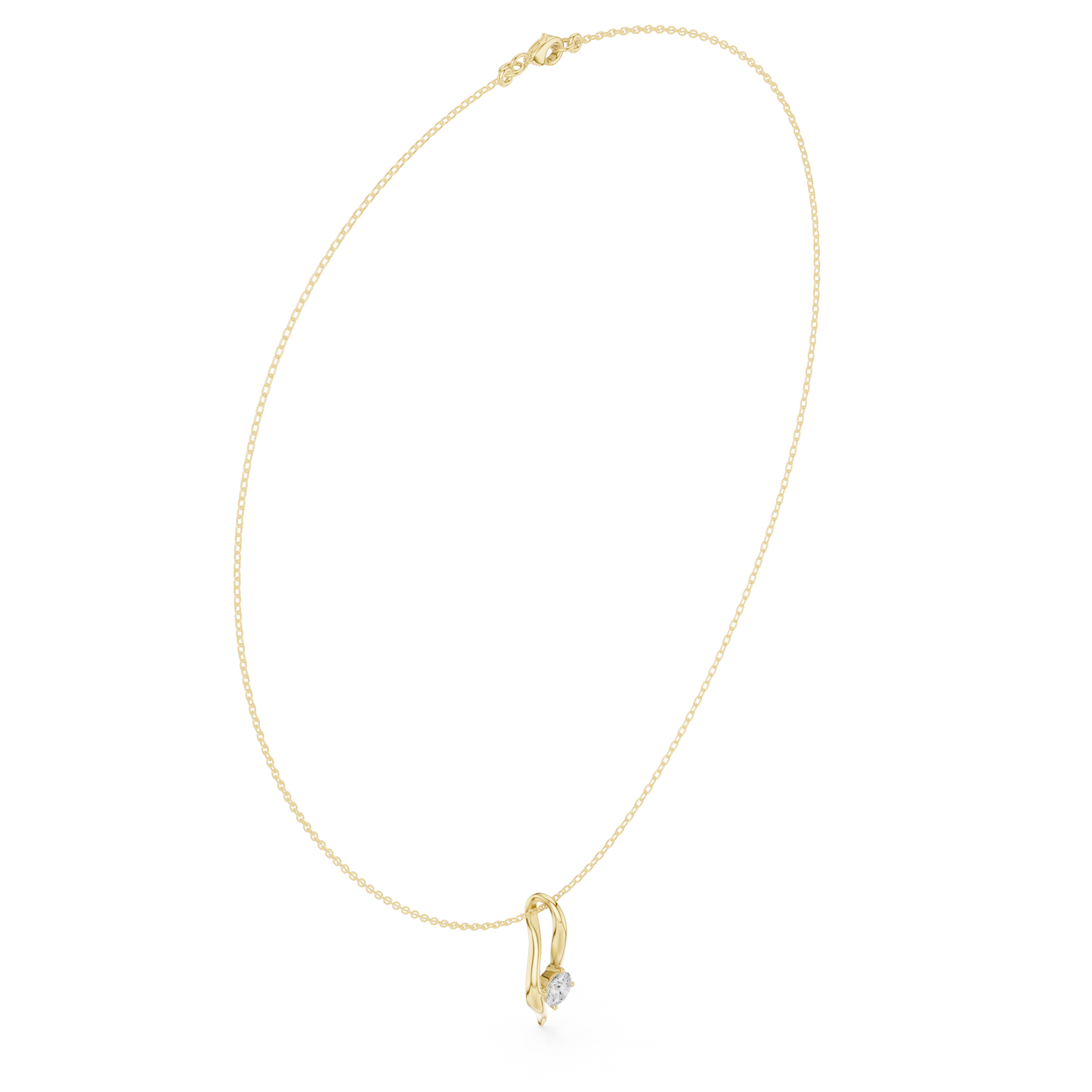 0.5ctw Solid Gold Round Cut Diamond Twist Solitaire Pendant