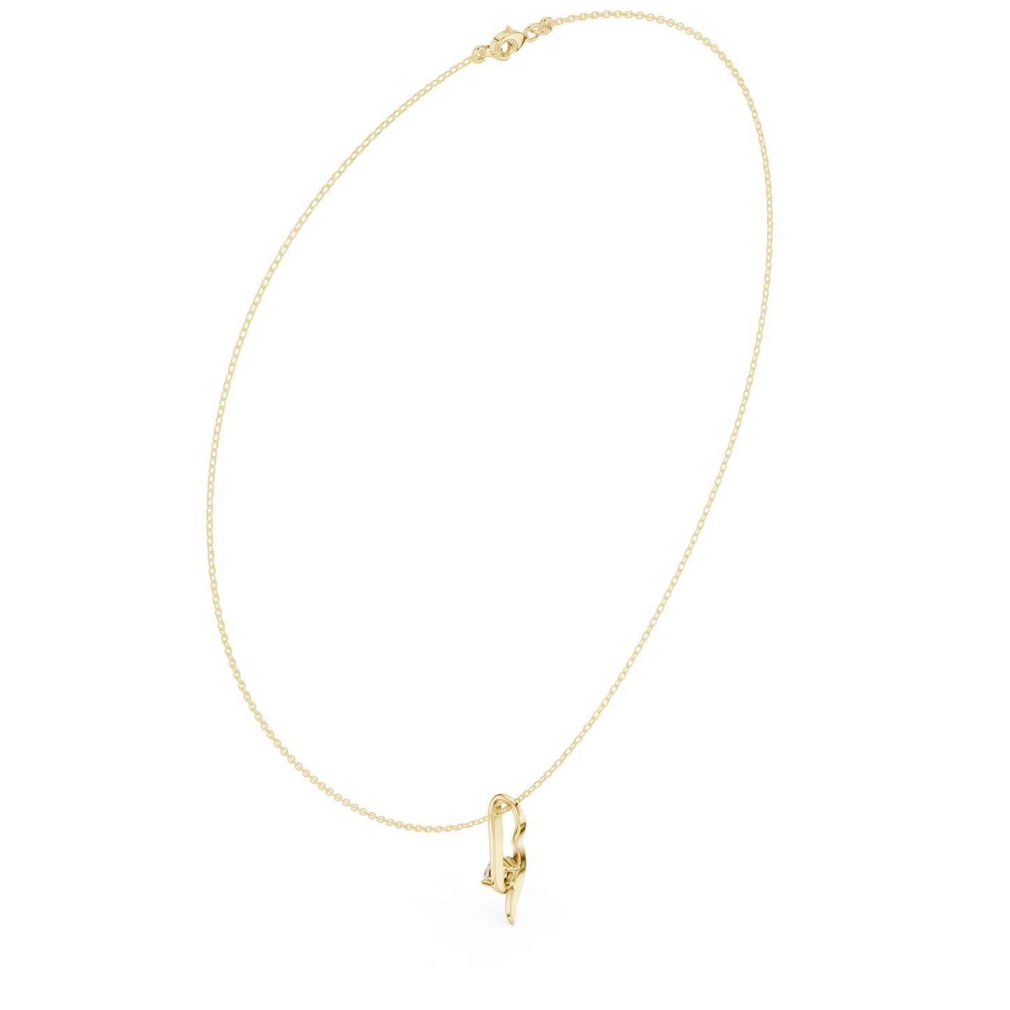 0.5ctw Solid Gold Round Cut Diamond Twist Solitaire Pendant