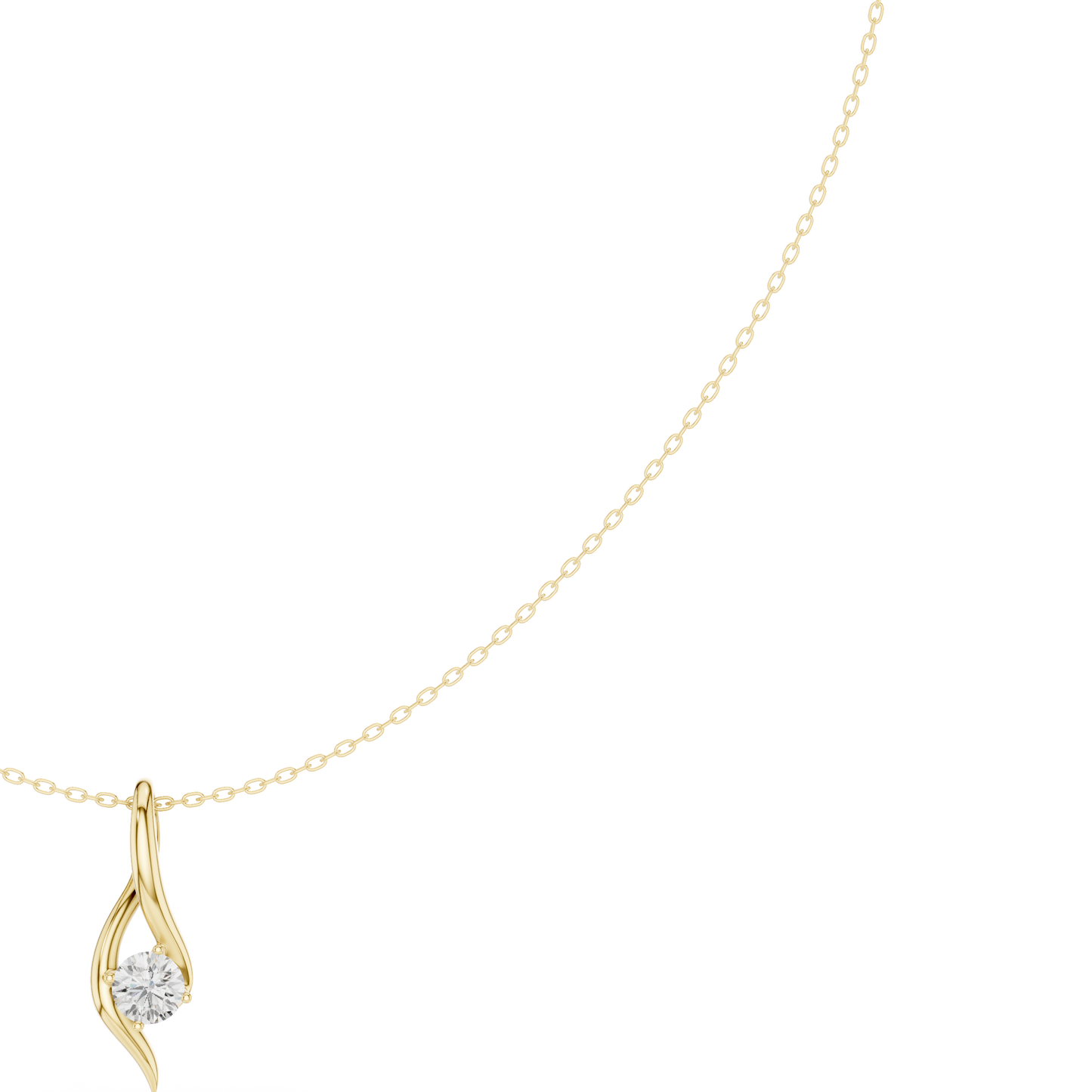 0.5ctw Solid Gold Round Cut Diamond Twist Solitaire Pendant