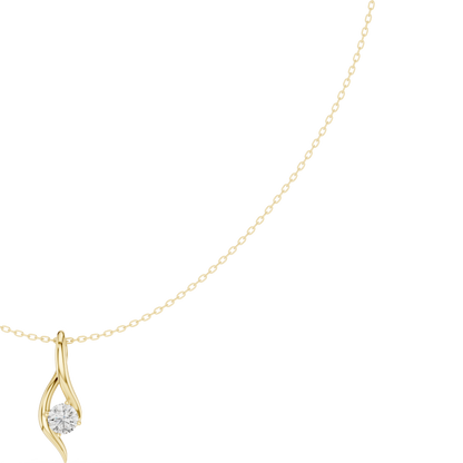 0.5ctw Solid Gold Round Cut Diamond Twist Solitaire Pendant