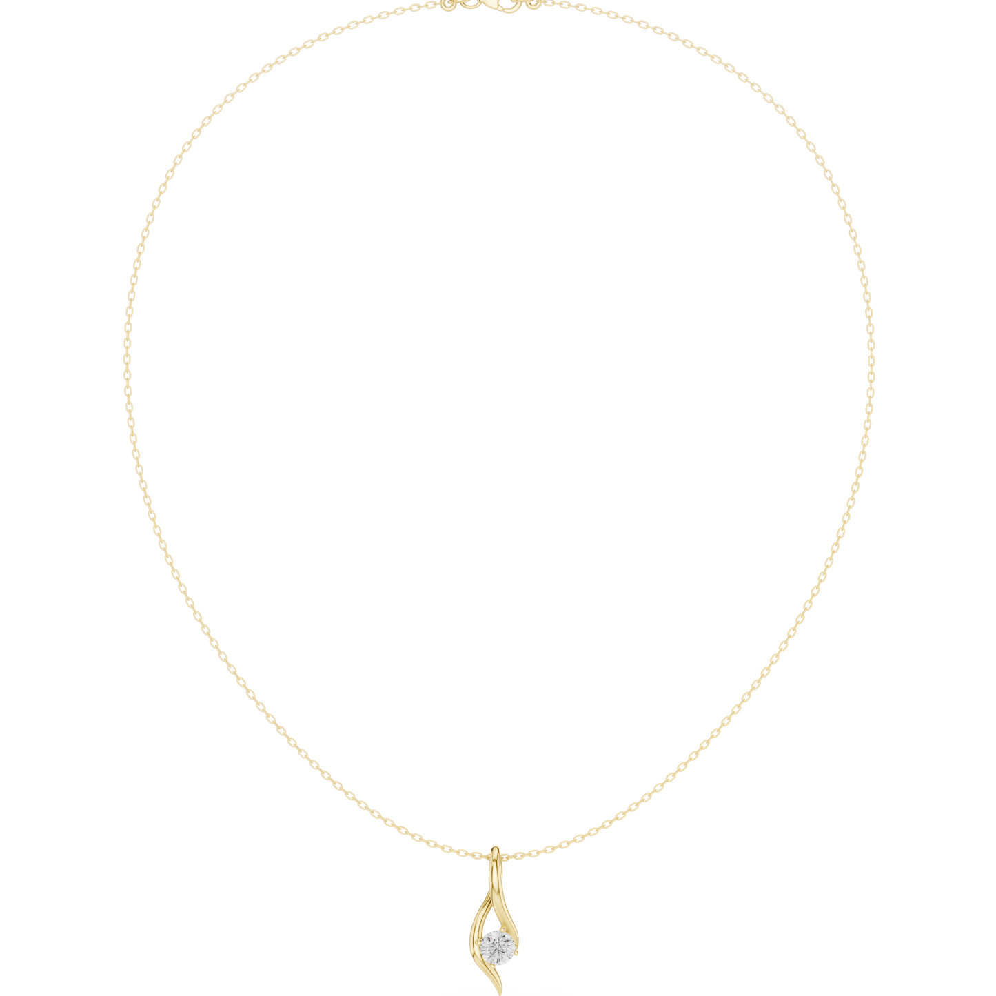 0.5ctw Solid Gold Round Cut Diamond Twist Solitaire Pendant