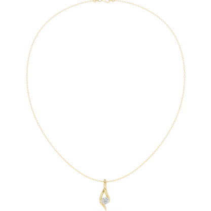 0.5ctw Solid Gold Round Cut Diamond Twist Solitaire Pendant