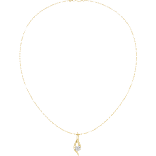 0.5ctw Solid Gold Round Cut Diamond Twist Solitaire Pendant